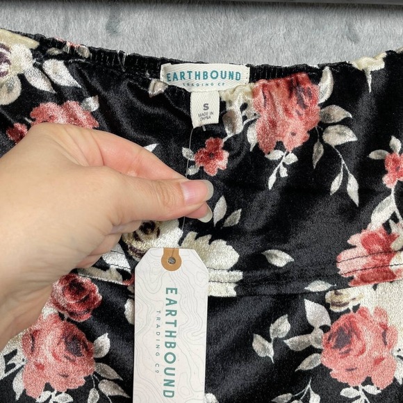 Dark Floral Maxi Skirt Whimsigoth Boho Black Elastic Waist Fairy Grunge Small - Picture 5 of 7